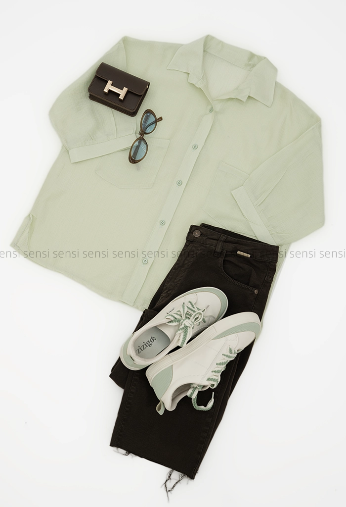 شومیز آستین پاکتی nrشیشه ای کد1005788